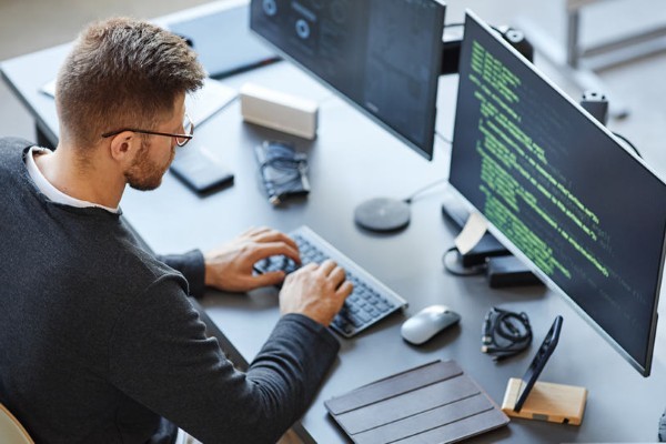man working at a computer